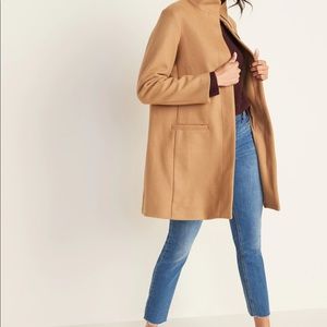 Funnel Neck Wool Coat